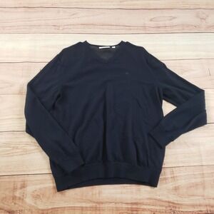 Calvin Klein Sweater Mens Large Blue Sweatshirt Preppy Wool Knit‎ Lightweight L